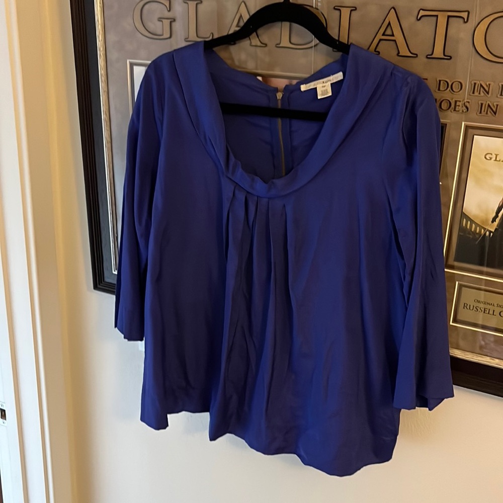 Royal blue silk blouse rich in color